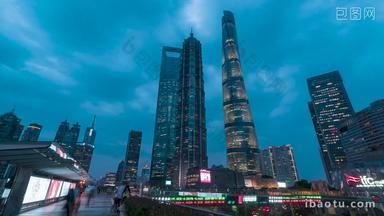 上海上海CBD世纪天桥日转夜大范围延时动态延时摄影